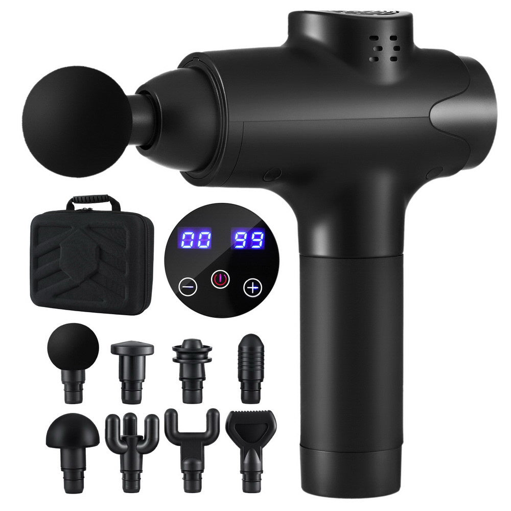 Everfit Massage Gun 30 Speed 8 Heads Rechargeable Black