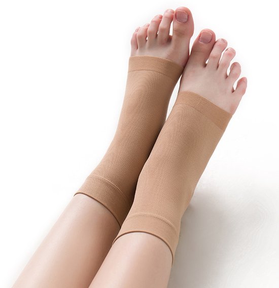 Beige Size S Stretch Ankle Compression Stockings for Support