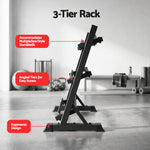 Everfit 3-Tier Dumbbell Rack Black 300kg Capacity for Home Gym