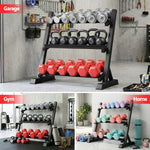 Everfit 3-Tier Dumbbell Rack Black 300kg Capacity for Home Gym