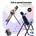Everfit Inversion Table Back Stretcher Adjustable Home Gym Blue