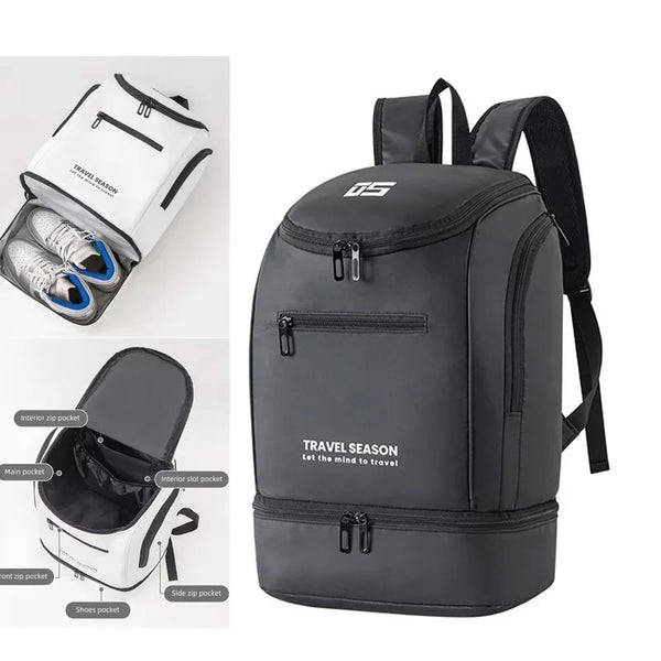 Multi-Use Sports Backpack with Laptop Sleeve - Black/White