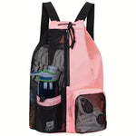 Mesh Swim Drawstring Backpack with Wet Pocket