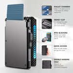 Smart Minimalist Wallet RFID Blocking with Money Clip & ID Window