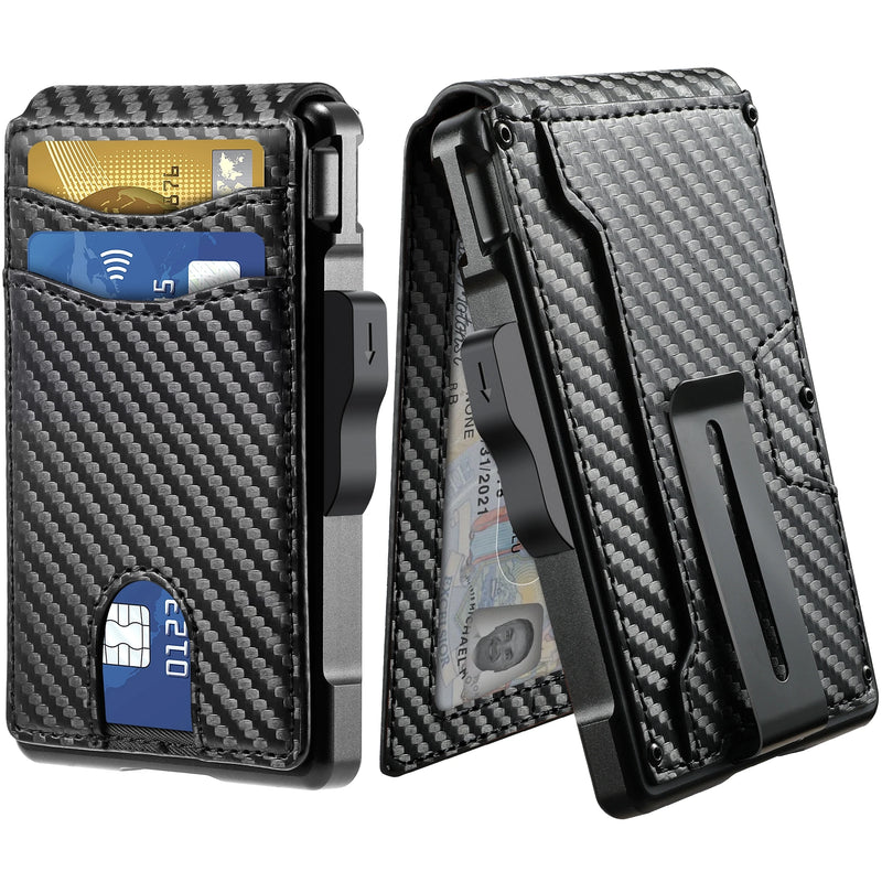 Smart Minimalist Wallet RFID Blocking with Money Clip & ID Window