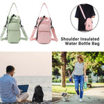 Canvas Water Bottle Sling Bag with Storage Pocket