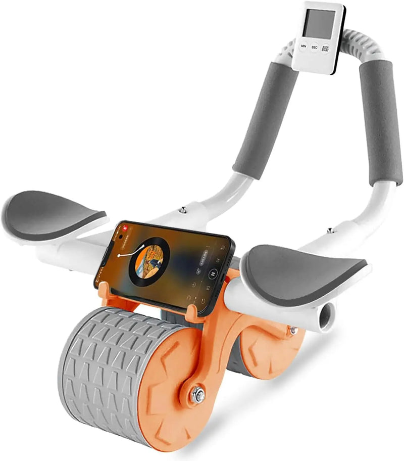 ab roller wheel with knee mat and timer for core strength
