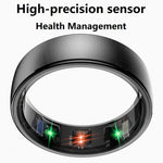 Stainless Steel Smart Ring for Fitness Tracking and Health