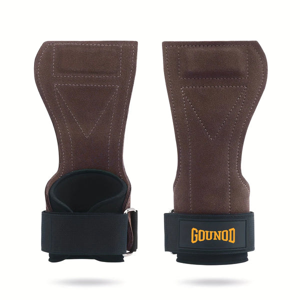 Cowhide Leather Weightlifting Wrist Straps with Palm Protection