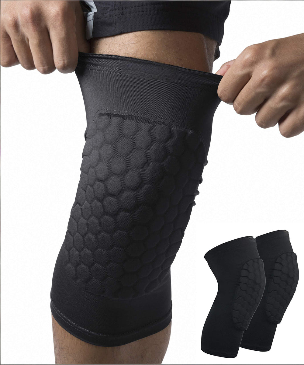Honeycomb Knee Pads for Kids & Adults – Compression Guards XL Black