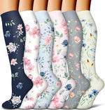 Women's Compression Socks - 6 Pairs for Running & Sports - S/M