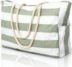 Large Waterproof Beach Bag for Women with Zipper and Rope Handle