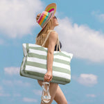 Large Waterproof Beach Bag for Women with Zipper and Rope Handle