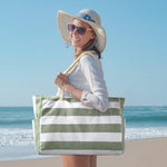 Large Waterproof Beach Bag for Women with Zipper and Rope Handle