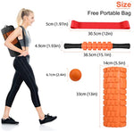 4 in 1 Foam Roller Set with Massage Ball, Yoga Stick, Band