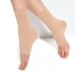 Beige Size S Stretch Ankle Compression Stockings for Support