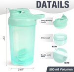 16oz Green Shaker Bottle, BPA Free, Leak Proof for Protein Shakes