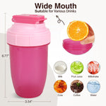 16oz Leak Proof Shaker Bottle for Protein Shakes - Pink