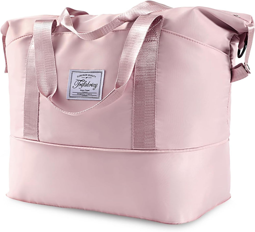 Large Waterproof Travel Duffel Bag with Wet Pocket - Pink