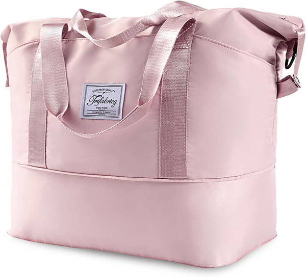 Large Waterproof Travel Duffel Bag with Wet Pocket - Pink