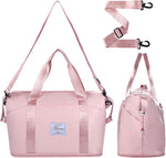 Large Waterproof Travel Duffel Bag with Wet Pocket - Pink