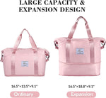 Large Waterproof Travel Duffel Bag with Wet Pocket - Pink