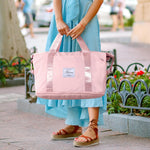 Large Waterproof Travel Duffel Bag with Wet Pocket - Pink