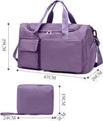 Foldable Gym Bag with Shoe and Wet/Dry Compartments