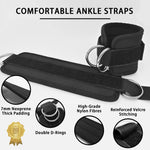 Adjustable Ankle Straps for Cable Machines - Black Neoprene