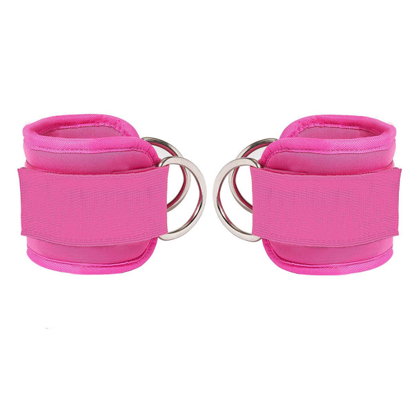 Adjustable Pink Ankle Straps for Cable Machines - 2 Pack