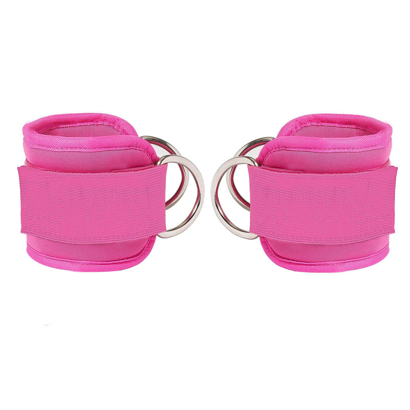 Adjustable Pink Ankle Straps for Cable Machines - 2 Pack