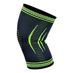 premium knee support compression sleeve in black with green accents