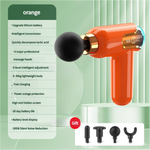Orange Portable Massage Gun - Deep Tissue Massager with 4 Heads