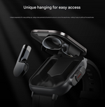 Black Bluetooth Smartwatch with Integrated Earbuds for Sports