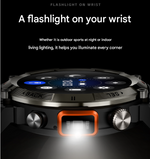 Black-Orange Steel Outdoor Smartwatch with 1.45-Inch Screen