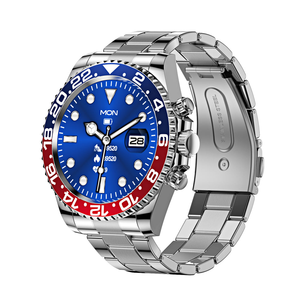 Stainless Steel Smartwatch with Rotating Timer Bezel & Bluetooth