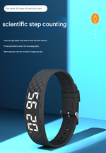 Black Digital Fitness Tracker Watch with Pedometer & Sleep Monitor