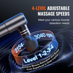 Deep Tissue Massage Gun with 4 Speed Levels & 4 Heads