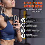 Deep Tissue Massage Gun with 4 Speed Levels & 4 Heads